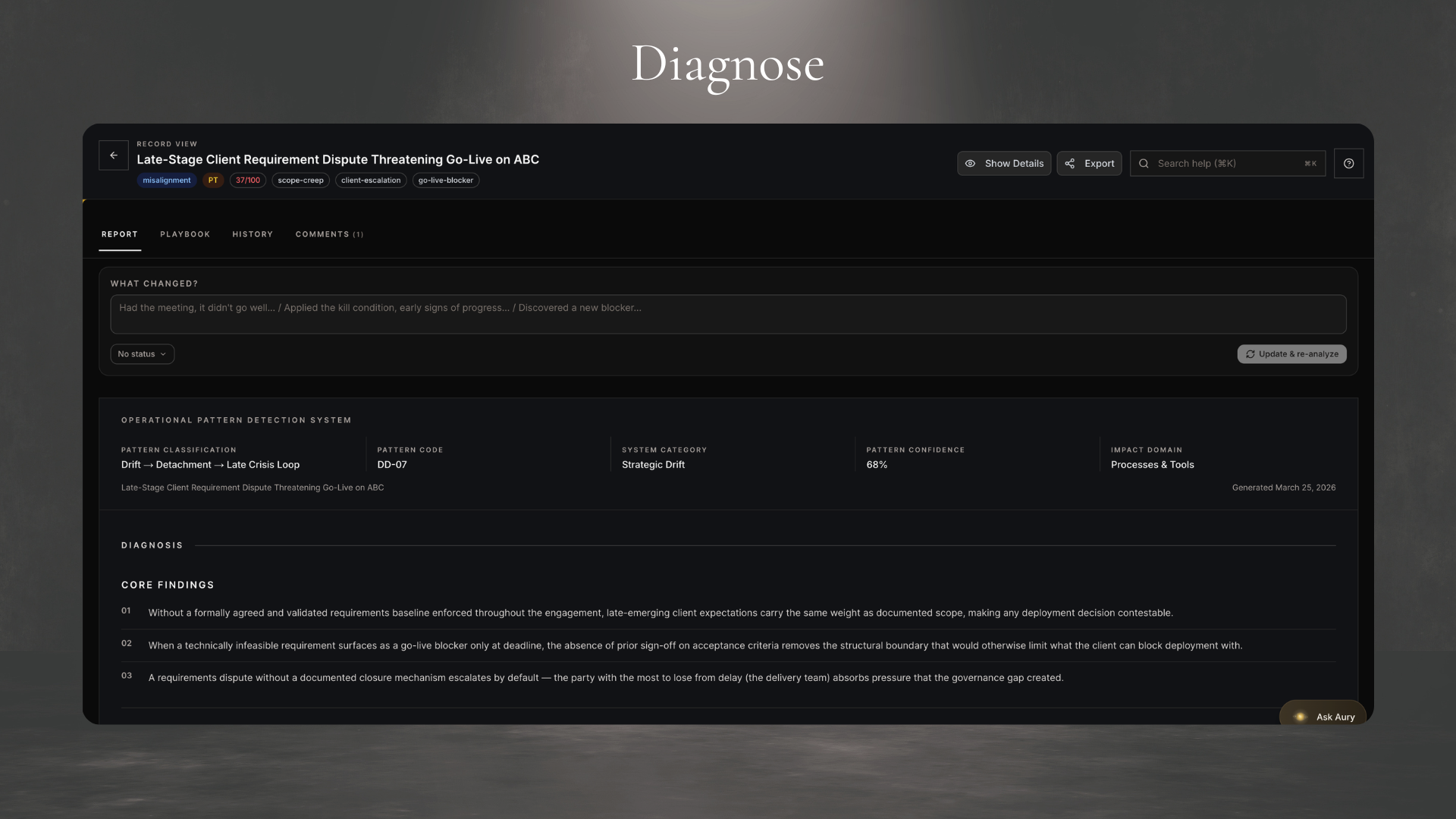 ClarityOS diagnostic — Diagnose